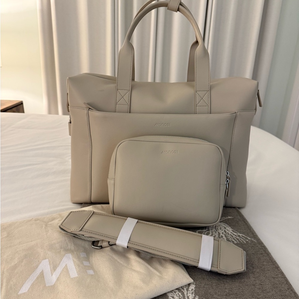 Monos Metro Duffle Bag in Ivory Vegan Leather